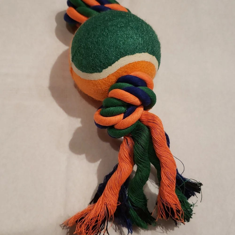 Bow Wow Pals NEW DOG TOY Classic Rope Tug w/Ball Two Knot RUN ~ JUMP ~ FETCH
